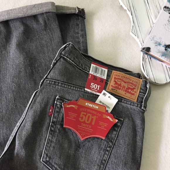 Levi's 501 Tapered leg Stretch Grey Jeans Sz29 - Picture 5 of 8